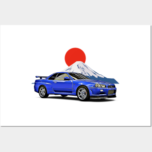 R34 GTR Fuji JDM Japan Print Posters and Art